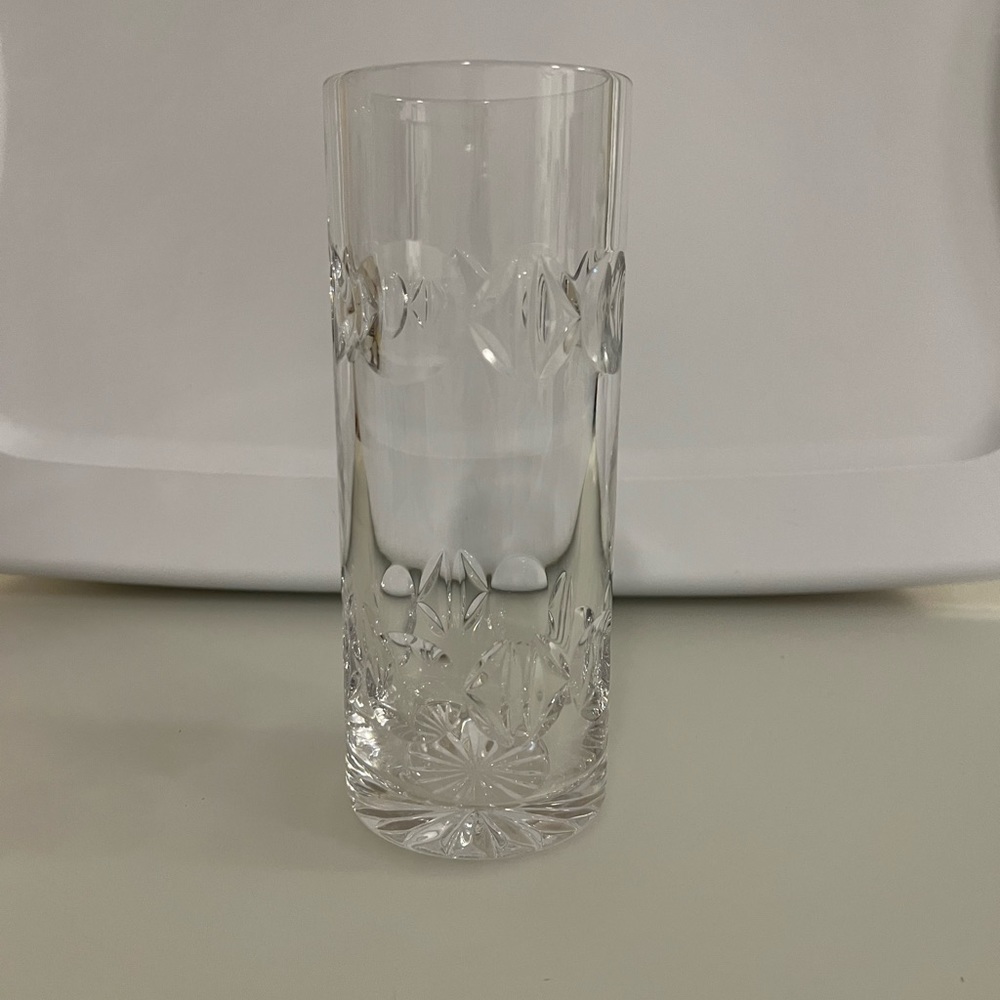 Tiffany & Co. full lead crystal 8” Vase. Vintage Milan pattern.